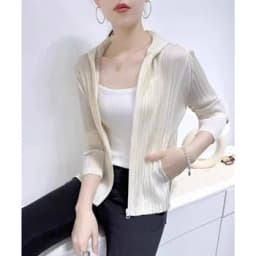 Miyake Pleated Women's Coats Long-sleeved Zipper Cardigan Jacket Women's Hooded Sun Shirt Spring/Summer New 2025 Korean Style image