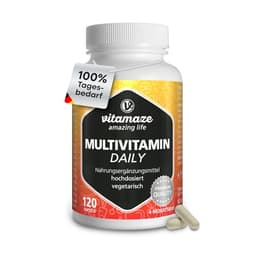 Multivitamin Kapseln hochdosiert, 13 Vitamine A, B, C, D, E, K, 120 vegetarische Kapseln für 4 Monate, ohne Jod, Natürliche Nahrungsergänzung ohne Zusatzstoffe, Made in Germany Multivitamin image