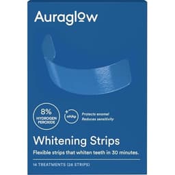 Auraglow Teeth Whitening Strips, Sensitive Whitening Strips, 14 Whitening Treatments, 8% Hydrogen Peroxide with Nano Hydroxyapatite (nHAp) to Reduce Sensitivity and Protect Enamel, 28 Strips image