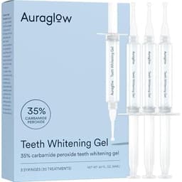 Auraglow 35% Teeth Whitening Gel Syringe Refill Pack, 35% Carbamide Peroxide, 30 Whitening Treatments, (3) 5mL Whitening Gel Syringes, Sensitive Teeth Whitening image