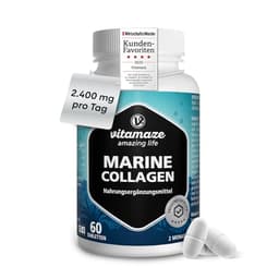 Hydrolysiertes Marinekollagen 2400mg Typ I V und X (60 Tabletten) mit Ovoderm Eierschalenmembran Für Gelenke Knochen Haut Haare Nägel Hohe Bioverfügbarkeit Ohne Magnesiumstearat Marine Colla image
