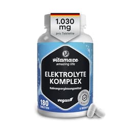 Elektrolyte Tabletten ohne Zucker 1.034 mg pro Tablette, Magnesium, Kalium, Calcium, Natrium & Chlorid für Elektrolythaushalt & Muskelfunktion, 180 Tabletten für Keto Ernährung, Made in Germ image