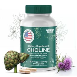 Choline Bitartrate 500MG - Premium Choline Supplements - Liver Support Supplement & Gallbladder Supplements - Colina Suplemento 500 mg Orgánica - Brain Vitamin for Memory and Focus - 60 Chol image