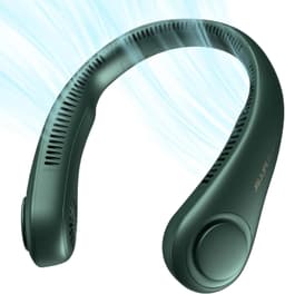 JISULIFE Portable Bladeless Neck Fan – 5 Speeds, 4000mAh, Hands-Free Cooling (Dark Green) image