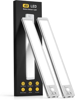MCGOR 10" Under Cabinet Motion Sensor Lights – 2 Pack, USB-C Rechargeable, Dimmable, Wireless (White Light) image