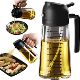 TrendPlain 16oz Glass Olive Oil Sprayer – 2-in-1 Spray & Pour Dispenser for Cooking (Black) image