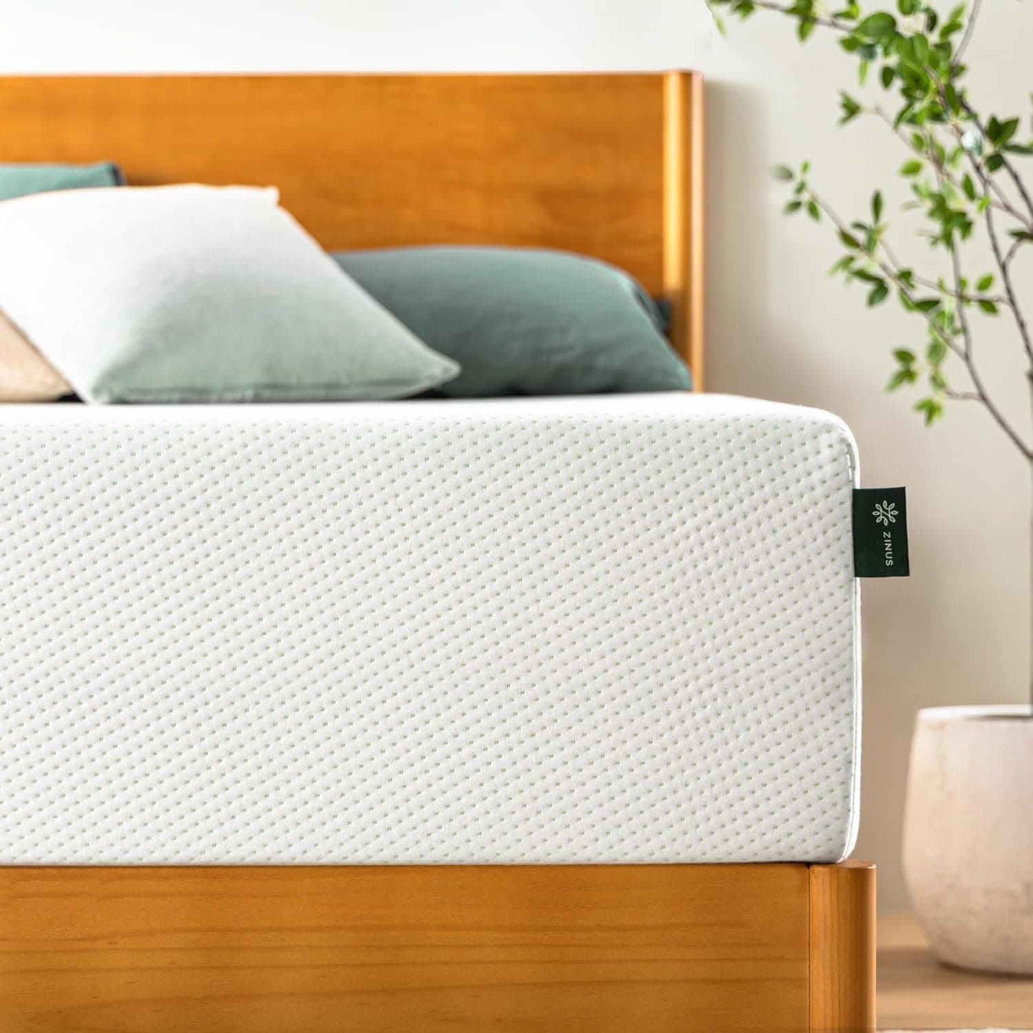 Zinus 10” Queen Green Tea Memory Foam Mattress – Medium Firm, Fiberglass-Free, Mattress in a Box